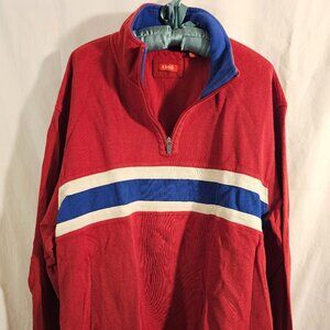 Men's XXL Izod half-zip Red with white and blue stripe very good used condition